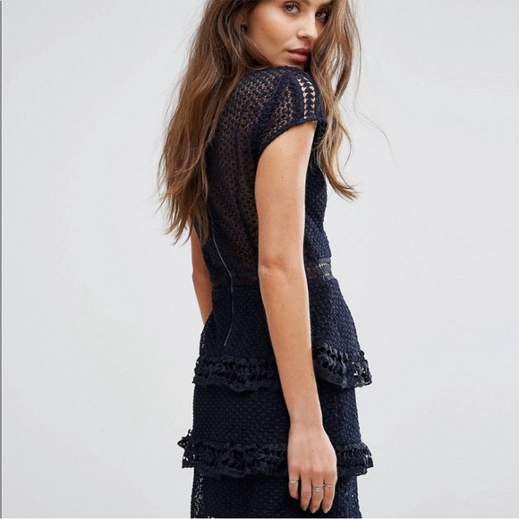 COPY - Luxxel Black Embroidered Lace Peek a Boo Tiered Dress - Picture 4 of 12